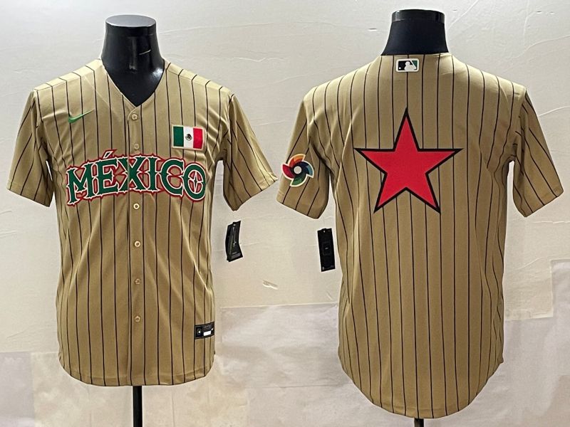 Men Mexico Blank Brown Stripe Joint Name 2025 Nike MLB Jersey style 7->more jerseys->MLB Jersey